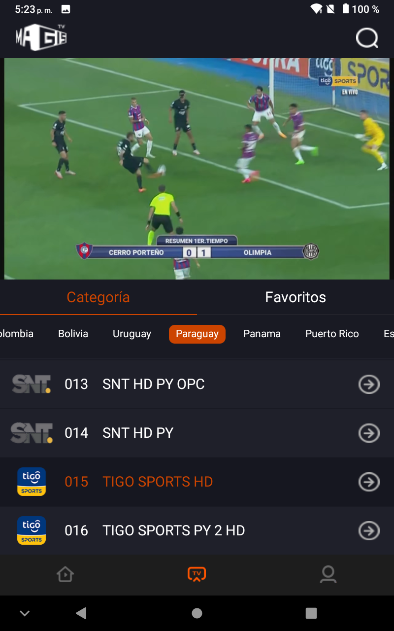 Magistv apk con Tigo sport paraguay en Paraguay